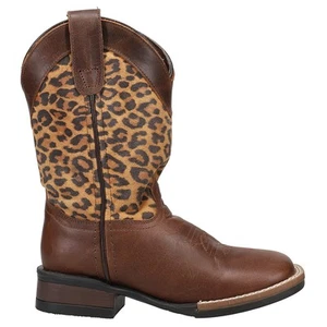 Roper Monterey Leopard Square Toe Cowboy Toddler Girls Brown Casual Boots 09-01 - Picture 1 of 5