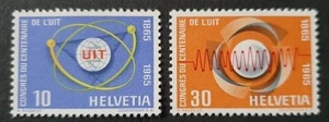 1965 SCHWEIZ ZWITSERLAND SUISSE SET ITU HUNDERTJAHRFEIER TELEKOMMUNIKATION SS POSTFRISCH - Bild 1 von 1