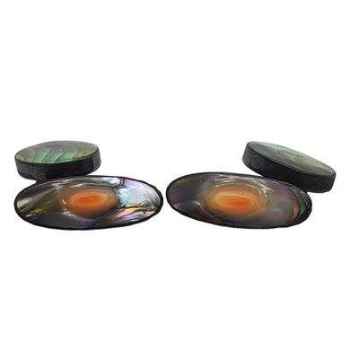 Sterling Silver Blister Pearl Cufflinks Antique Abalone Shell Cuff Links Jewelry - Image 1 of 4