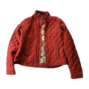 Ariat Girl's Riding Red Maroon Quilted Zip Jacket Size LG/14 Lightweight *READ* - Picture 1 of 18