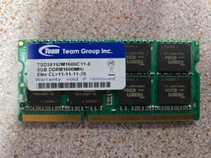 Team group 8 GB DDR3 PC3-12800 1600 MHz SODIMM Laptop Memoria RAM - Imagen 1 de 1