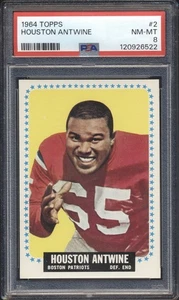 1964 Topps Football Houston Antwine ROOKIE #2 PSA 8 PATRIOTS NM-MT (SET BREAK) - Foto 1 di 2
