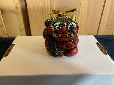 "Campana colgante de diablo demonio rojo de cerámica de arcilla japonesa 2""" Foto 1 de 4
