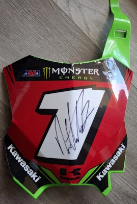 Placa de numeración delantera roja Kawasaki firmada por Ryan Villopoto #1 SX MX CERTIFICADO DE AUTENTICIDAD JSA Foto 1 de 4