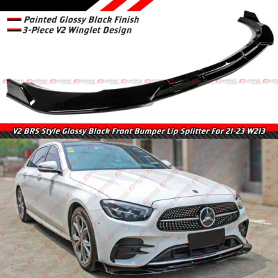 Para 21-23 Mercedes Benz W213 E300 E53 AMG V2 Estilo Brillo Negro Labio Delantero Foto 1 de 4