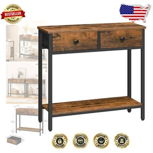 Stylish Narrow Entryway Table with 2-Tier Storage for Living Room & Hallway - Picture 1 of 11