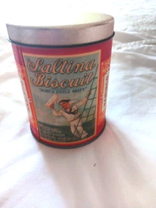 Vtg.Saltina Biscuit Just a Little Salty Replica Round Metal Tin Nabisco 5" Tall - Picture 1 of 7