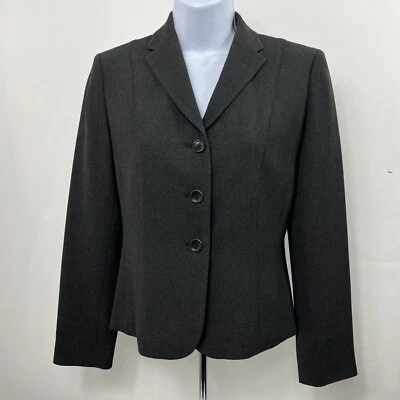 Vintage Ann Taylor Blazer Jacket Petites 2P Gray Button Down Women's Long Sleeve - Image 1 of 4