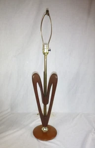 Vtg Mid Century Modern Sculptural Wood Table Lamp Heart Shape - Picture 1 of 16