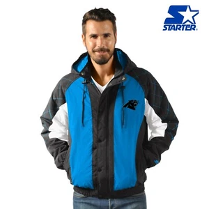 Chaqueta con capucha a presión completa de los Carolina Panthers Starter Heavy Hitter - azul/negra - Imagen 1 de 2