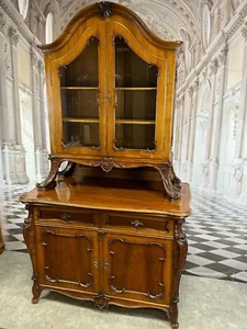 ANTIKE NEO ROKOKO KOMMODE UM 1880 MAHAGONI AUFSATZKOMMODE VITRINE - Bild 1 von 22
