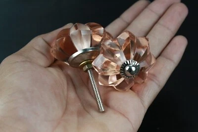 Maçanetas de porta de vidro rosa claro vitoriano puxadores de armário e gaveta, decoração para casa 2 peças - Imagem 1 de 4