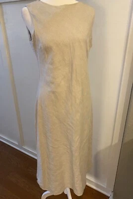 Vestido Lands End de Lino Mediano Natural Solero Vacaciones Sin Mangas Cambio Playa Foto 1 de 4