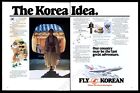 1976 Korean Airlines 747 plane South Korea map vintage print ad