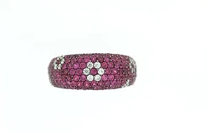 925 Synthetic Ruby / White Topaz Ring ( 4.16 cts) - Picture 1 of 4