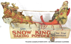 ANTQUE STORE SANTA DISPLAY ADVERTISING SNOW KING BAKING SODA w/ Salesmans Sample - Picture 1 of 10