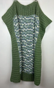 Coperta afgana fatta a mano all'uncinetto verde avorio blu giro regalo 37 pollici quadrata bambino - Foto 1 di 10