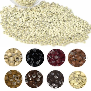 5mm Micro Ring Silicone Lined Loop Hair Nano Beads For 0.5g/s I Tip Hair Ext. E9 - Picture 1 of 14