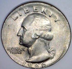 1966 OFF CENTER ERROR Washington Quarter AU Coin NICE RARE DATE O/C LOT #1  NR - Picture 1 of 4