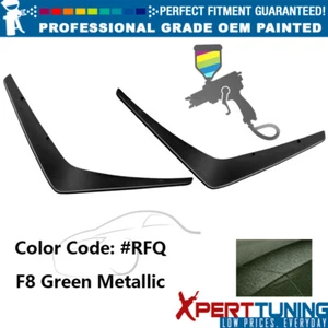 Fits 15-23 Charger IKON Style 2PC PP Front Bumper Canards #RFQ F8 Green Metallic - Picture 1 of 5