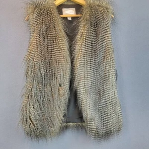 Love 21 Vest Women Med Tan Faux Fur Opened Boho Funky Artsy - Picture 1 of 18