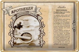 Blechschild Berufe 30x20 cm Apotheker Risiken Nebenwirkungen Schild tin sign - Bild 1 von 5