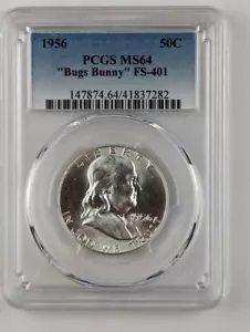 1956 Franklin Silver Half Dollar - Bugs Bunny FS-401 - PCGS MS64 - Picture 1 of 4