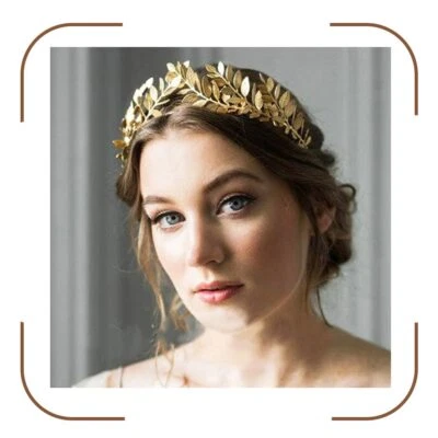Leaf Wedding Crown Headband Gold Greek Goddess Headpiece Leaf Bridal Tiara Ha... - Image 1 of 4