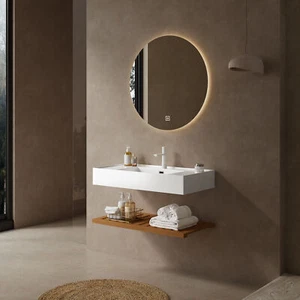 LEDE 36" Bathroom Vanity Vessel Sink Wall-Mounted Floating White Rectangular Acr - Picture 1 of 5