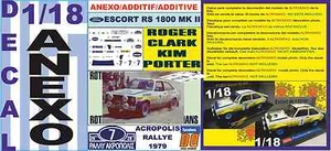 ANEXO DECAL 1/18 FORD ESCORT RS 1800 MK II ROTHMANS R.CLARK ACROPOLIS 1979 (02) - Picture 1 of 1