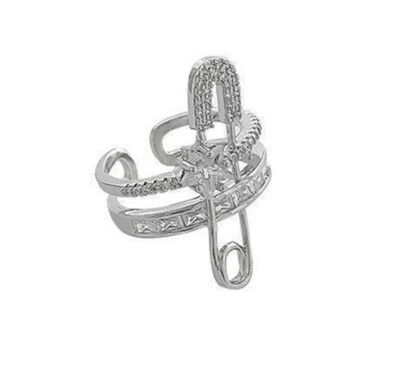 925 Placcato Argento Pin Stella Love Moda Lucente Bello Anello Regalo - Immagine 1 di 4