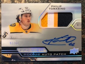 Philip Tomasino 2021-22 UD Premier Rookie Patch Auto 51/99 Nashville Predators