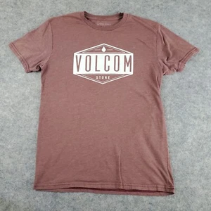 Volcom Shirt Mens Small Red Crew Neck Short Sleeve Graphic Stretch Pullover - Picture 1 of 14