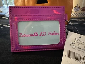 Pink Retractable ID Case with Credit Card Slots and Retractable Clip - NWT - Picture 1 of 5