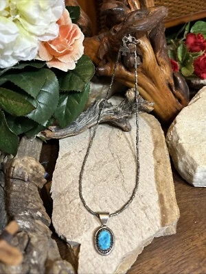 25. Collar Colgante Peyote Pájaro 925 Cordón Esterlina Navajo R Turquesa 16" Foto 1 de 4