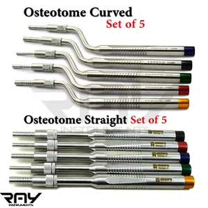 Professional Dental Osteotomes Offset Handle Straight & Curved Implants Surgery - Picture 1 of 5