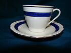 Vintage Cmielow Porcelain Tea Coffee Cup &amp; Saucer White &amp; Blue Set Of 2 Poland