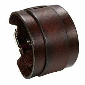 Men's Punk Wide Genuine Leather Belt Wristband Bangle Cuff Bracelet Adjustable. - Picture 1 of 13