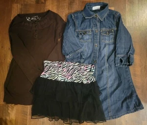 Lot Of 3 Girls Size 6 Skirt Dress Top 365 Kids Mossimo Crazy 8 - Picture 1 of 4