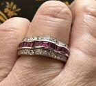 925 CE Sterling Silver Tested  Ruby Unique Shape  Ring -uk Size P
