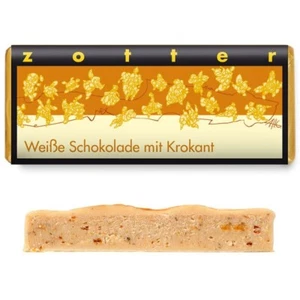 Zotter Handgeschöpfte weiße Schokolade mit Krokant 70 g (100 g = 6,14 €)
