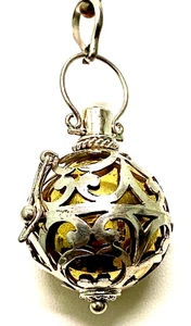 AMETHYST HARMONY BALL PENDANT 43 x 20mm 9.3gm 925 SILVER "NEW" AUZ SELLER SP136 - Picture 1 of 3