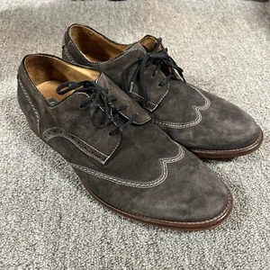 Johnston Murphy Shoes Men's Size 8.5 M Charcoal Suede Handmade Italy Wingtip - Picture 1 of 14