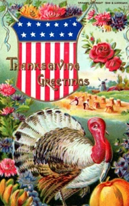 1909 Patriotisches amerikanisches Schild Kürbis Türkei Erntedank Postkarte Hofmann - Bild 1 von 3