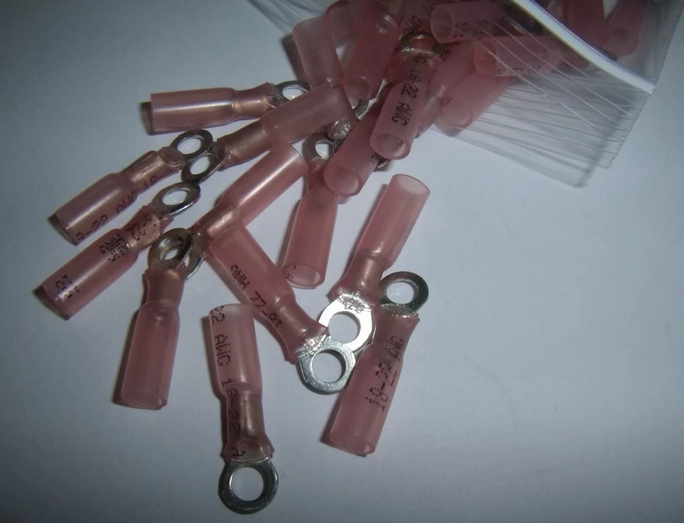 5 Heat Shrink Car Audio Wire Ring Terminal Connectors 22-18 Gauge Ga Alarms GPS - Image 1 of 1