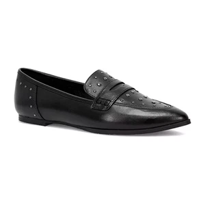 NEW Frye & Co Elara Black Faux Leather Studded Penny Loafers Women’s 7.5 - Picture 1 of 8