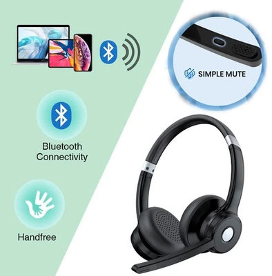 Wireless Bluetooth Headsets with Mic for Home Office Phone Call Center Trucker - Image 1 of 4