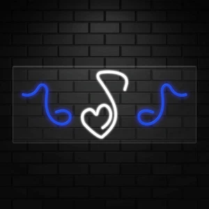 Music Logo Sign for Business Displays | LED Flex Neon | 32"W x 13"H x 1"D - Picture 1 of 5