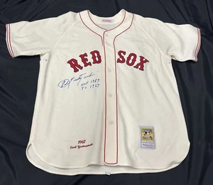 Carl Yastrzemski HOF 89 TC 67 Signed Authentic Mitchell Ness Red Sox Jersey PSA - Picture 1 of 6