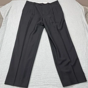 Zanella Dress Pants Mens 38x32 Black Wool Bennett Pleated Straight Leg - Picture 1 of 11